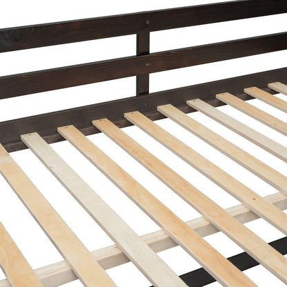 Full over Full Bunk Bed with 4 Drawers and 3 Shelves-Espresso