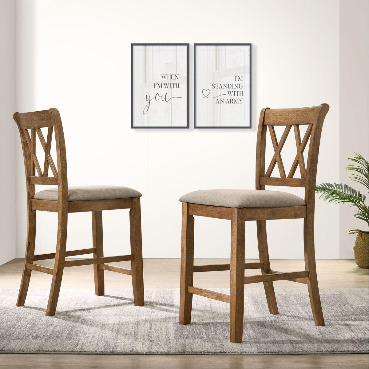 Windvale Cross-Buck Wood 5-Piece Counter Height Dining Set, Tan - Streamdale Furniture