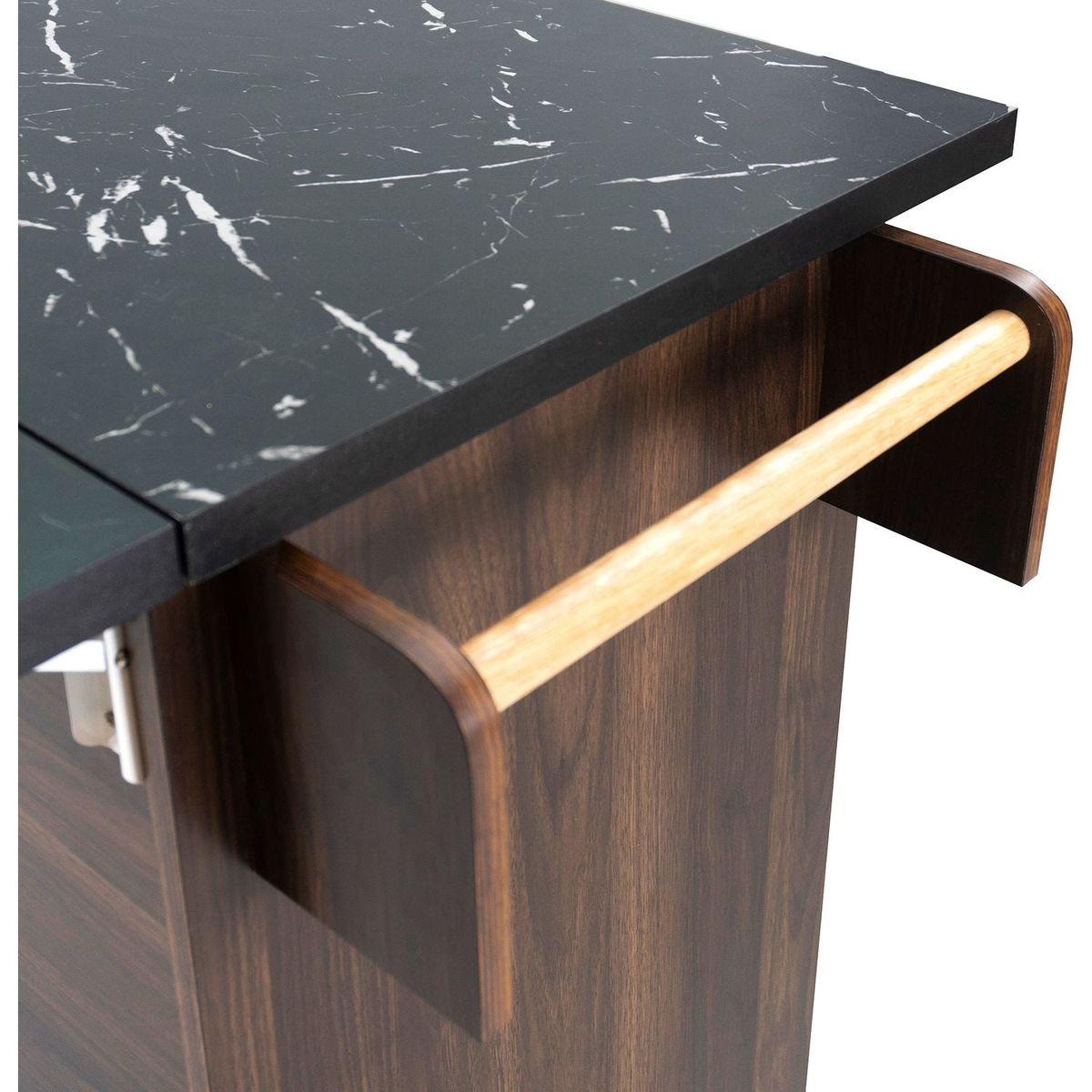 Kitchen Island with Trash Can Storage Cabinet, Kitchen Cart with Drop Leaf, Spice Rack, Towel Rack and Drawer, Rolling Kitchen Island on Wheels with Adjustable Shelf, Walnut Brown