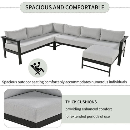 U-shaped multi-person outdoor sofa set, suitable for gardens, backyards, and balconies.