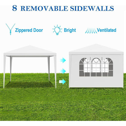 10'x10' Party Tent Outdoor Heavy Duty Gazebo Wedding Canopy + 4 Removable Walls