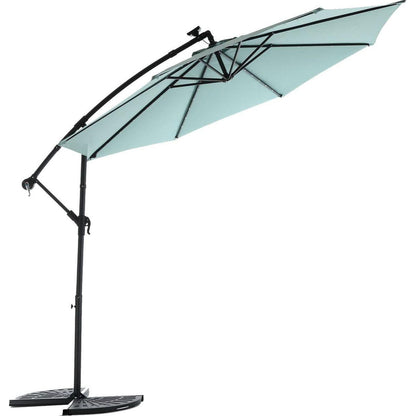 10ft Solar LED Offset Hanging Market Patio Umbrella (Light green)