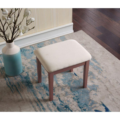 Moniys Wood Moniya Makeup Vanity Table and Stool Set, Rose Gold