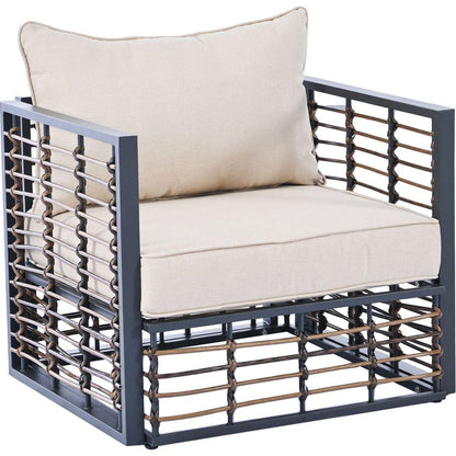 Modern Minimalist 7-Piece Metal Patio Sectional Sofa Set, All-Weather Garden Conversational Furniture Set with Thick Cushions and Coffee Table for Indoor Outdoor, Gray