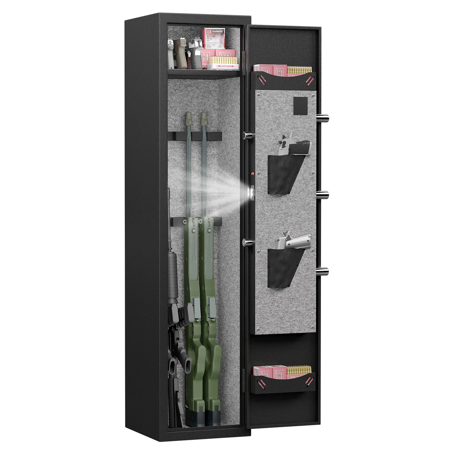 3-4 Gun Safe for Rifles and Pistols,Quick Access Password Gun Safe,High Security Metal Rifle Safe Locker with Removable Shelf and 2 Adjustable Gun Slots