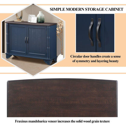 40" Console Table with Storage Shelf, Retro Entryway Table with Adjustable Storage Shelf, Sofa Couch Table for Hallway, Entry Way, Living Room, Foyer, Navy Blue and Brown Top