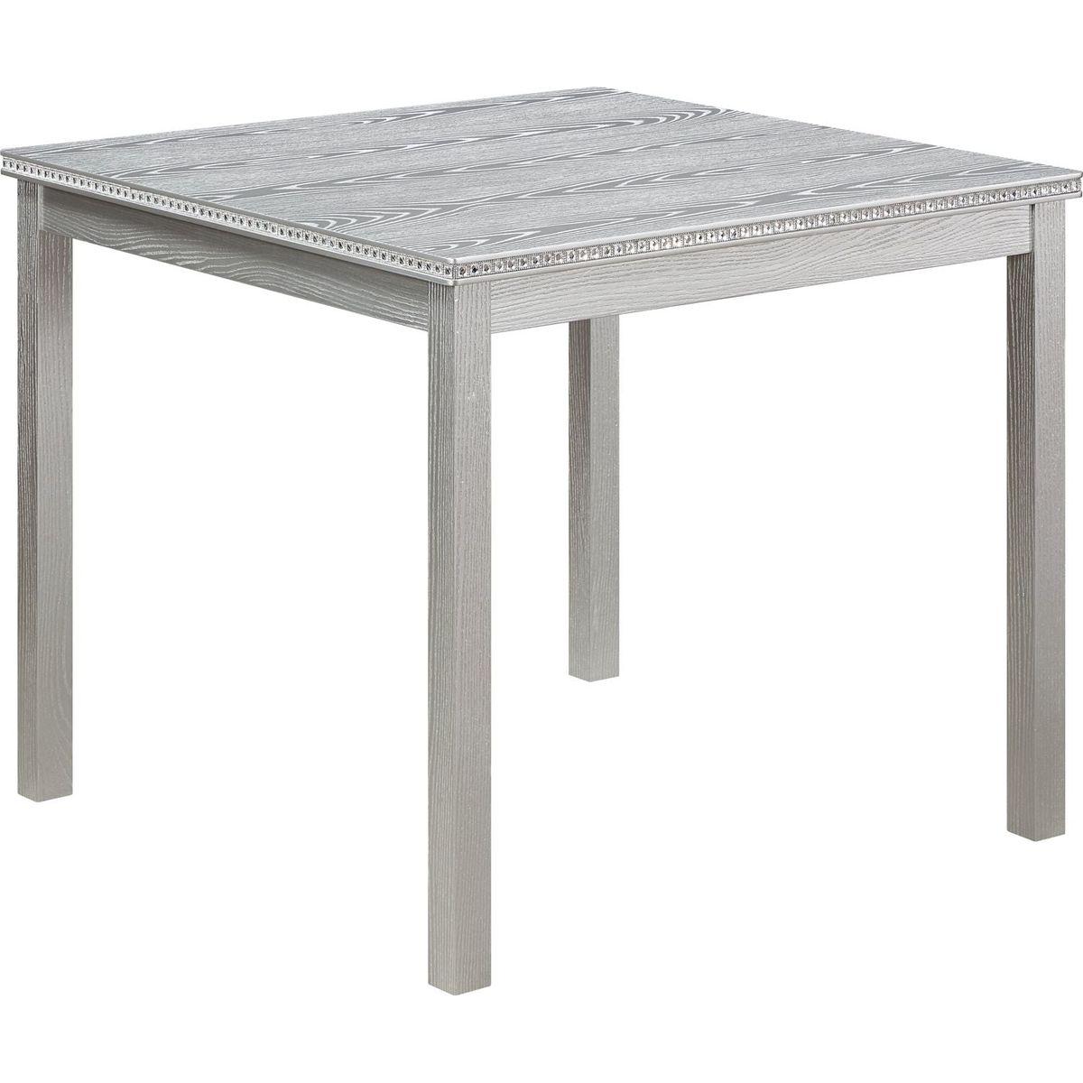 5 Piece Wooden Dining Table Set, Kitchen Table Set with a Square Table and 4 Upholstered Chairs, Wooden Dining Room Table with Crystal Decoration and Chairs Set for Kitchen, Dining Room, Gray