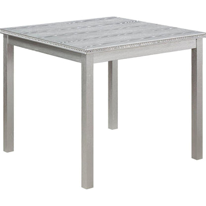 5 Piece Wooden Dining Table Set, Kitchen Table Set with a Square Table and 4 Upholstered Chairs, Wooden Dining Room Table with Crystal Decoration and Chairs Set for Kitchen, Dining Room, Gray