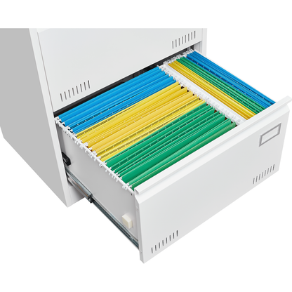 Filing Cabinet Lateral File Cabinet 2 Drawer, White Filing Cabinets with Lock, Locking Metal File Cabinets Three Drawer Office Cabinet for Legal/Letter/A4/F4 Home Offic