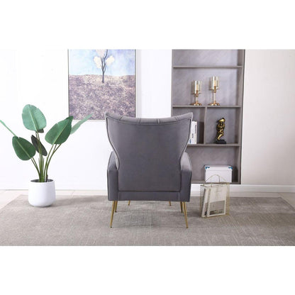 Modern Accent Chair with Ottoman, Comfy Armchair for Living Room, Bedroom, Apartment, Office (Grey)