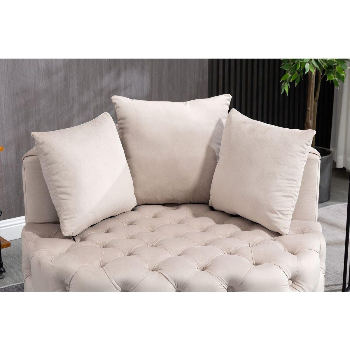 Accent Chair / Classical Barrel Chair for living room / Modern Leisure Sofa Chair (Khaki)