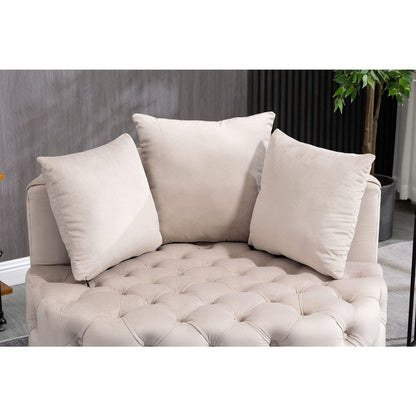 Accent Chair / Classical Barrel Chair for living room / Modern Leisure Sofa Chair (Khaki)