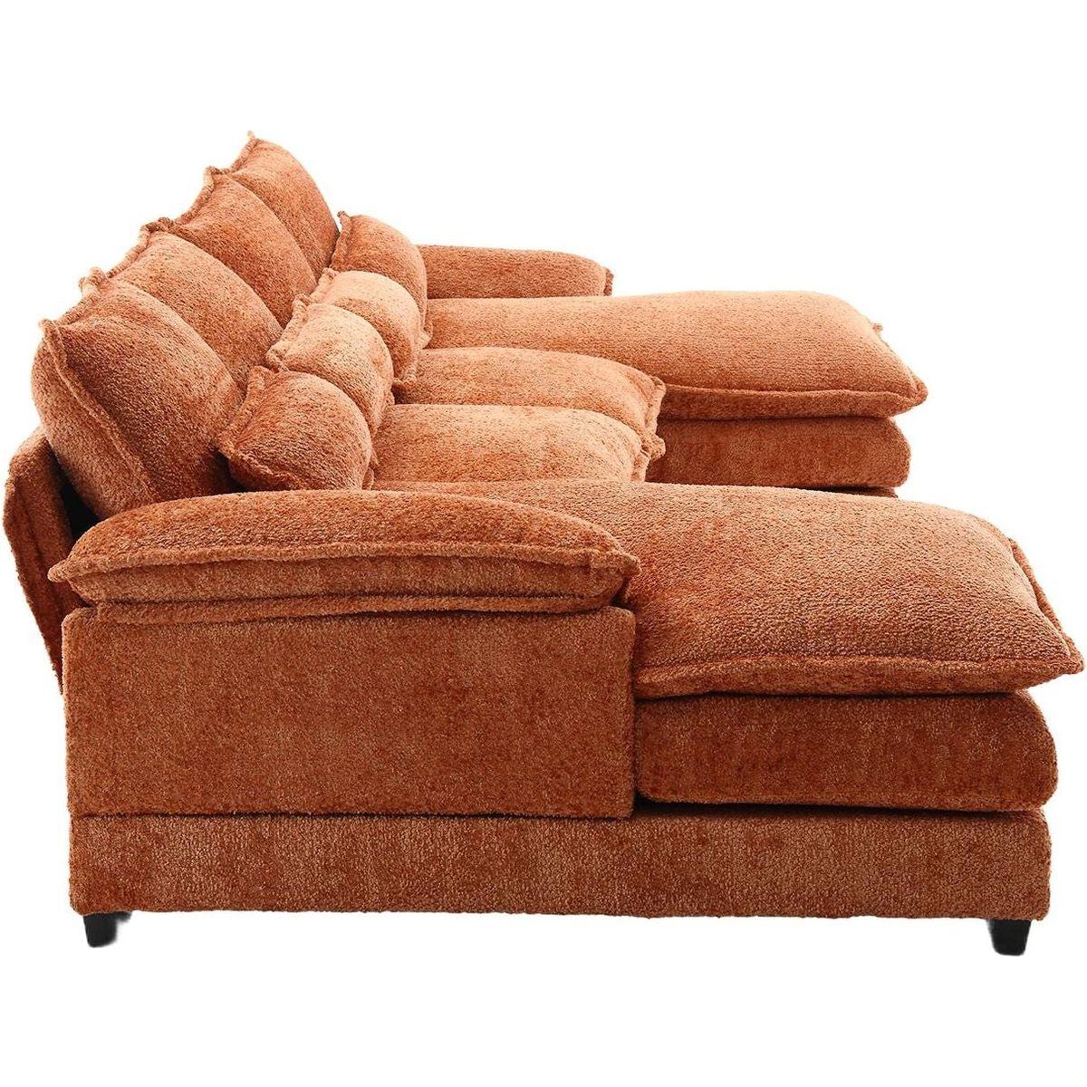 Modern Large chenille Fabric U-Shape Sectional Sofa