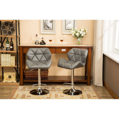 Glasgow Contemporary Tufted Adjustable Height Hidraulic Bar Stools, Set of 2, Grey