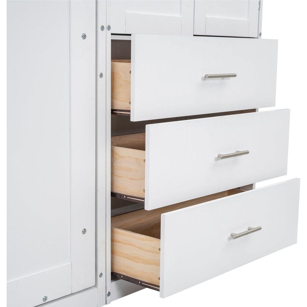 Full Size Murphy Bed with Lockers and Wardrobes, With installation video, White