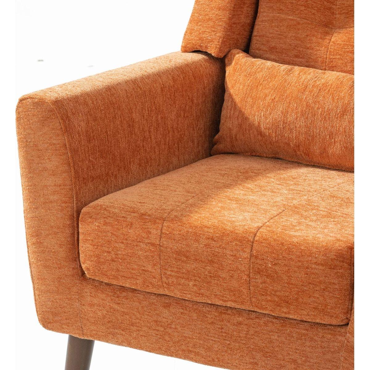 Modern Accent Chair Upholstered Foam Filled Living Room Chairs Comfy Reading Chair Mid Century Modern Chair with Chenille Fabric Lounge Arm Chairs Armchair for Living Room Bedroom (Orange)