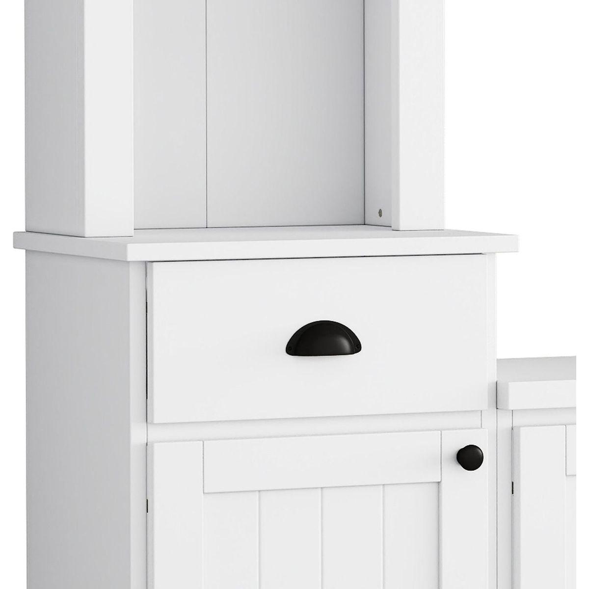 Minimalist Entertainment Wall Unit Set with Bridge for TVs Up to 75", Ample Storage Space TV Stand with Adjustable Shelves, Modernist Large Media Console for Living Room, White