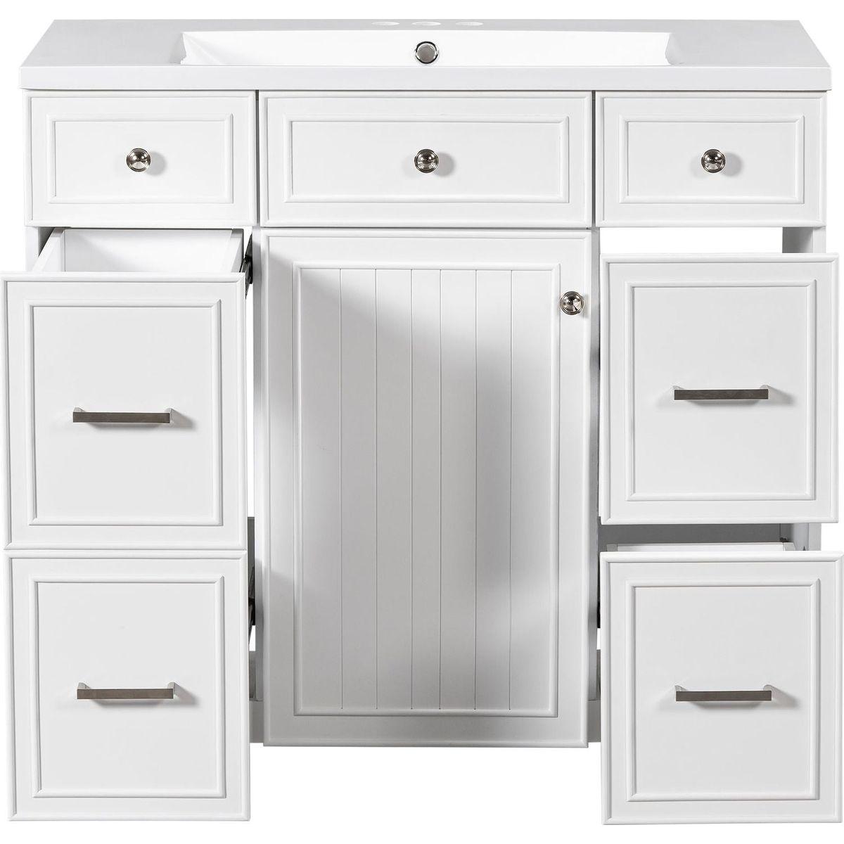 36" Bathroom Vanity Cabinet with Sink Top Combo Set,White,Single Sink,Shaker Cabinet with Soft Closing Door and Drawer