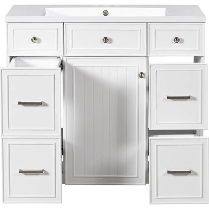 36" Bathroom Vanity Cabinet with Sink Top Combo Set,White,Single Sink,Shaker Cabinet with Soft Closing Door and Drawer