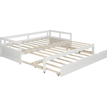 Extending Daybed with Trundle, Wooden Daybed with Trundle, White