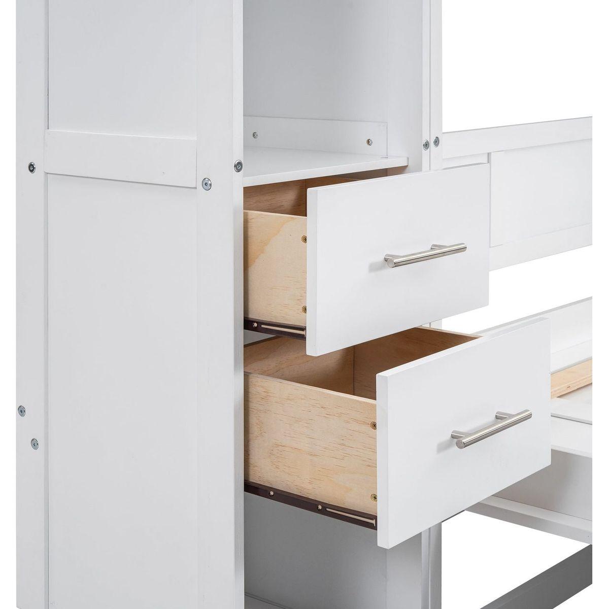 Full Size Murphy Bed with Lockers and Wardrobes, With installation video, White