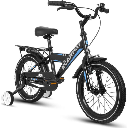 Kids Bike 14 inch for Boys & Girls with Training Wheels, Freestyle Kids' Bicycle with fender and carrier.