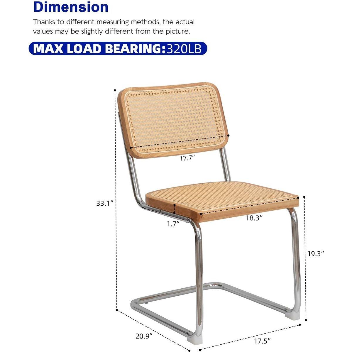 Dining Chairs Set of 2, Velvet Rattan Side Accent Chairs with Chrome Legs, Modern Mid Century Breuer Designed Chairs, Upholstered Dining Living Room Kitchen Chairs