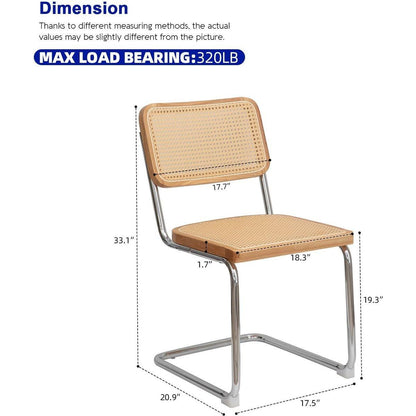 Dining Chairs Set of 2, Velvet Rattan Side Accent Chairs with Chrome Legs, Modern Mid Century Breuer Designed Chairs, Upholstered Dining Living Room Kitchen Chairs