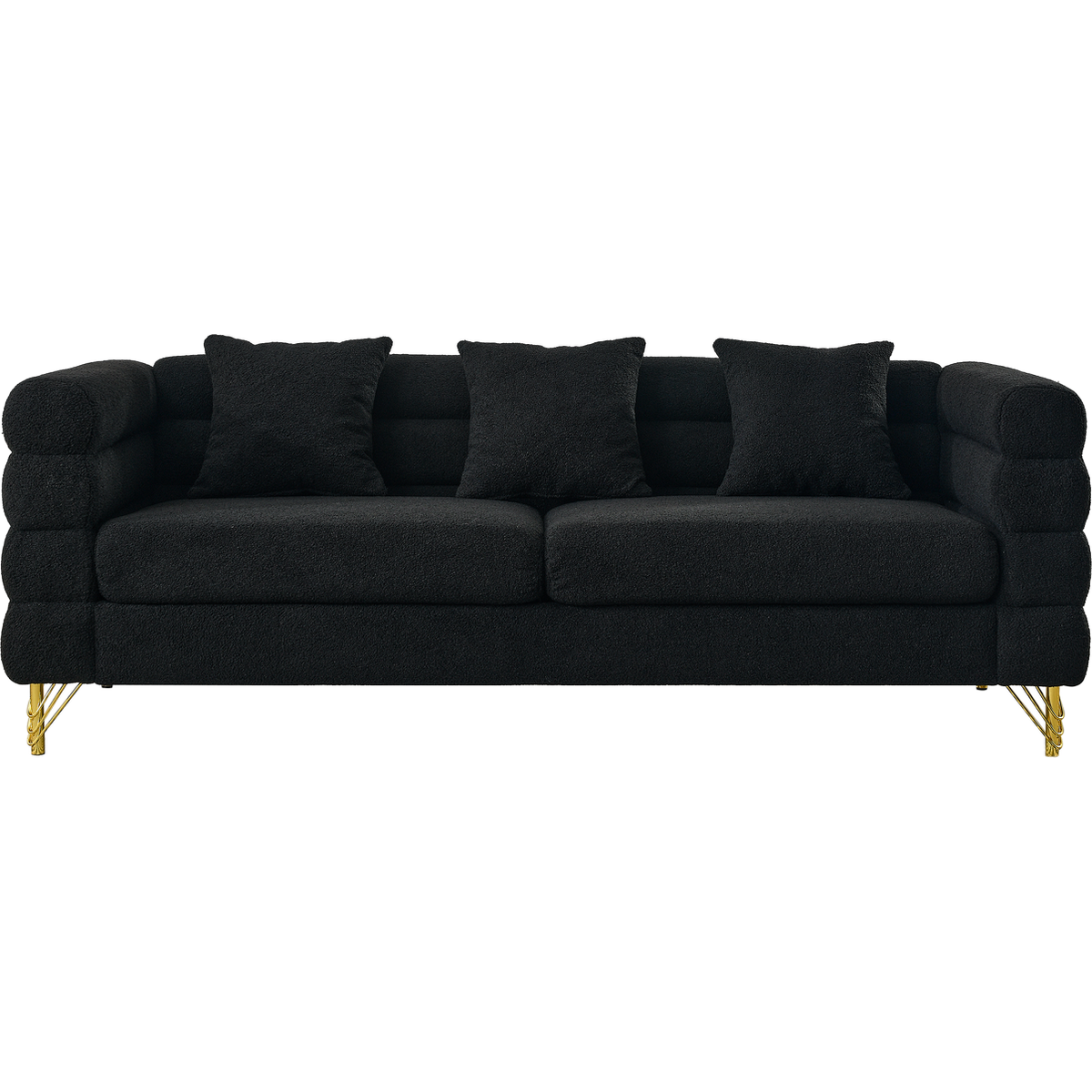 3-seater + 3-seater Combination sofa.BLACK teddy