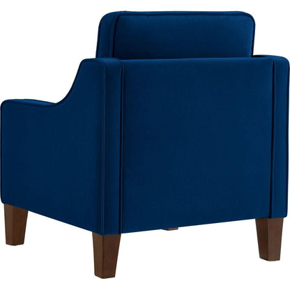 Modern Armchair, Living Room Single Seat Sofa Chair with Wooden Legs, Upholstered Velvet Accent Chair for Living Room, Bedroom,Navy
