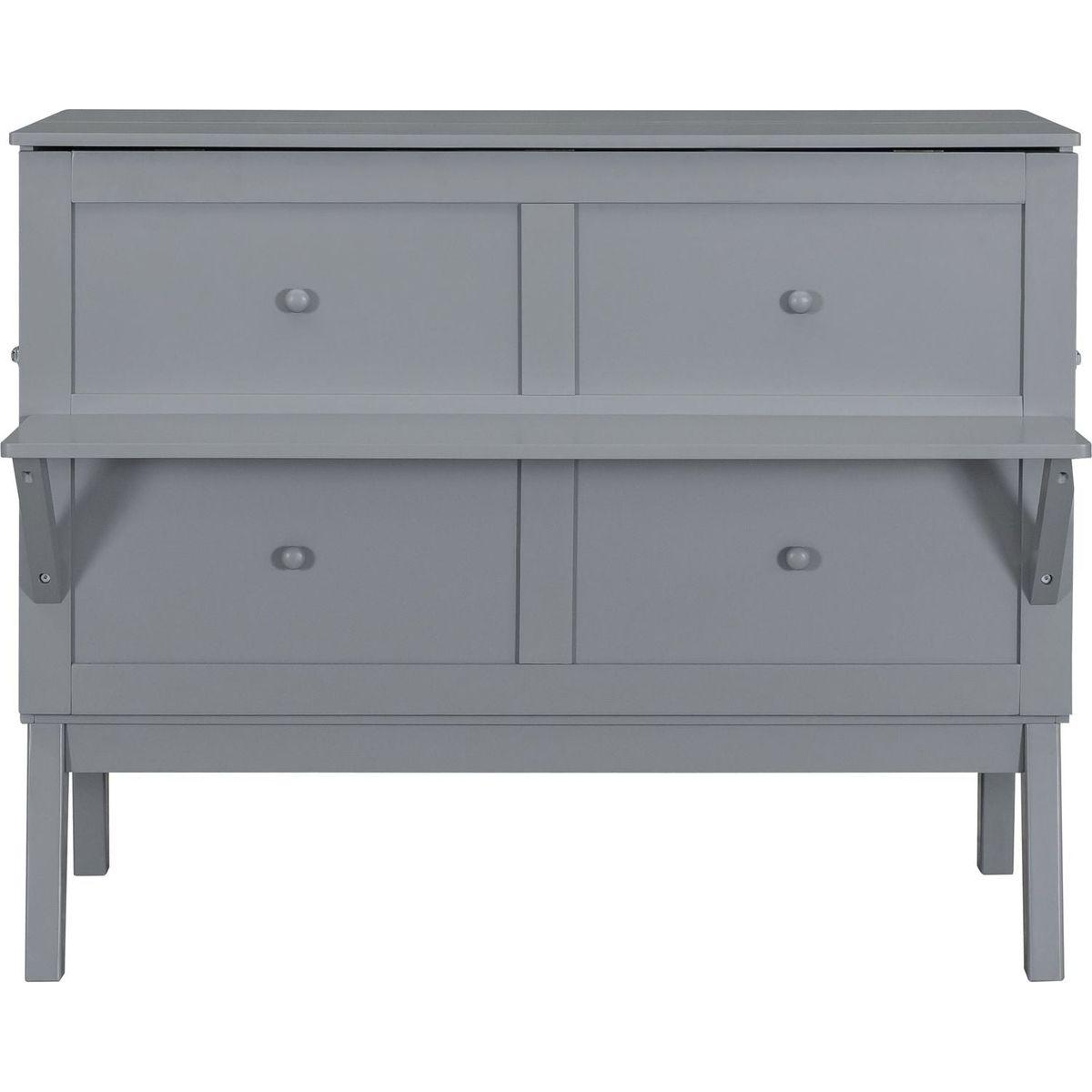 Full Size Murphy Bed with USB Port and removable Shelves on Each Side,Gray