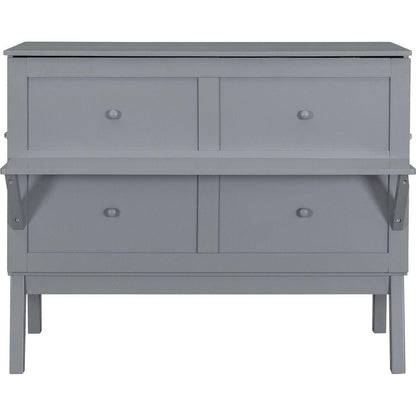 Full Size Murphy Bed with USB Port and removable Shelves on Each Side,Gray