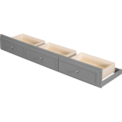 Twin-Over-Full Bunk Bed with Drawers氓Ladder and Storage Staircase, Gray