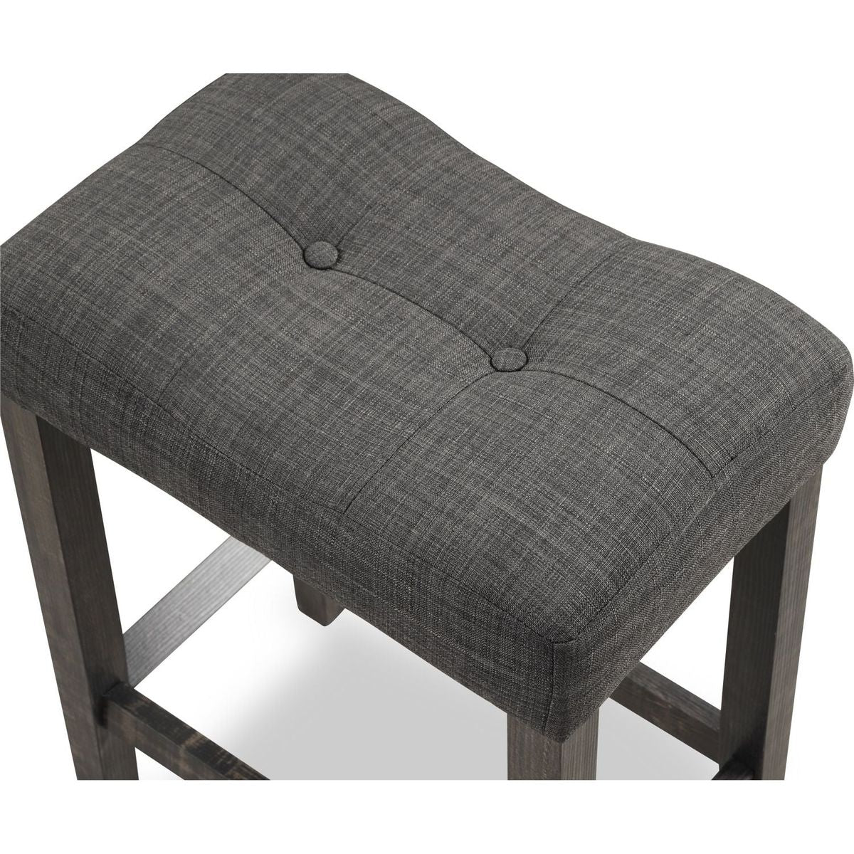 Sora Button Tufted Counter Height Saddle Stool, Set of 2, Gray