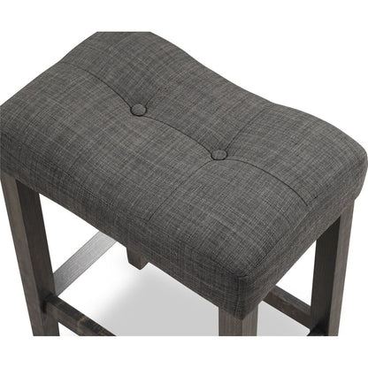 Sora Button Tufted Counter Height Saddle Stool, Set of 2, Gray