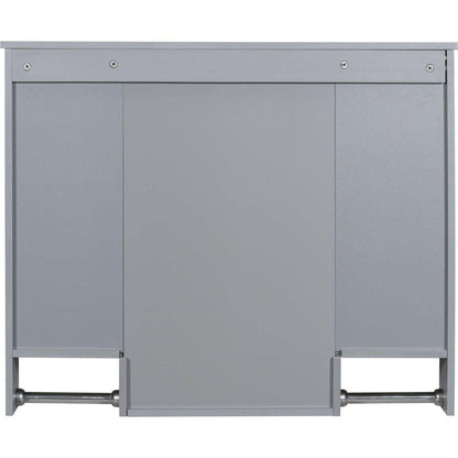 35" x 28" Modern Wall Mounted Bathroom Storage Cabinet, Bathroom Wall Cabinet with Mirror, Medicine Cabinet with Towels Bar