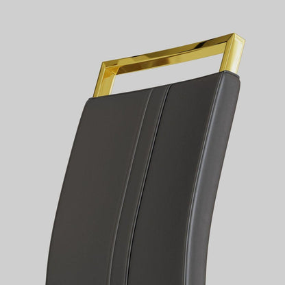 Modern Dining Chairs,PU Faux Leather High Back Upholstered Side Chair with C-shaped Tube. Plating Golden Metal Legs for Dining Room Kitchen Vanity Patio Club Guest Office Chair (Set of 4) (Grey+PU)