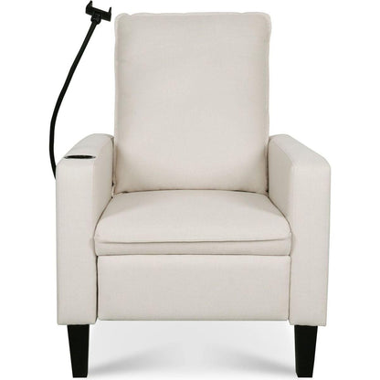 Recliner Chairs for Adults, Adjustable Recliner Sofa with Mobile Phone Holder & Cup Holder, Modern Reclining Chairs Fabric Push Back Recliner Chairs for Living Room, Bedroom, BEIGE