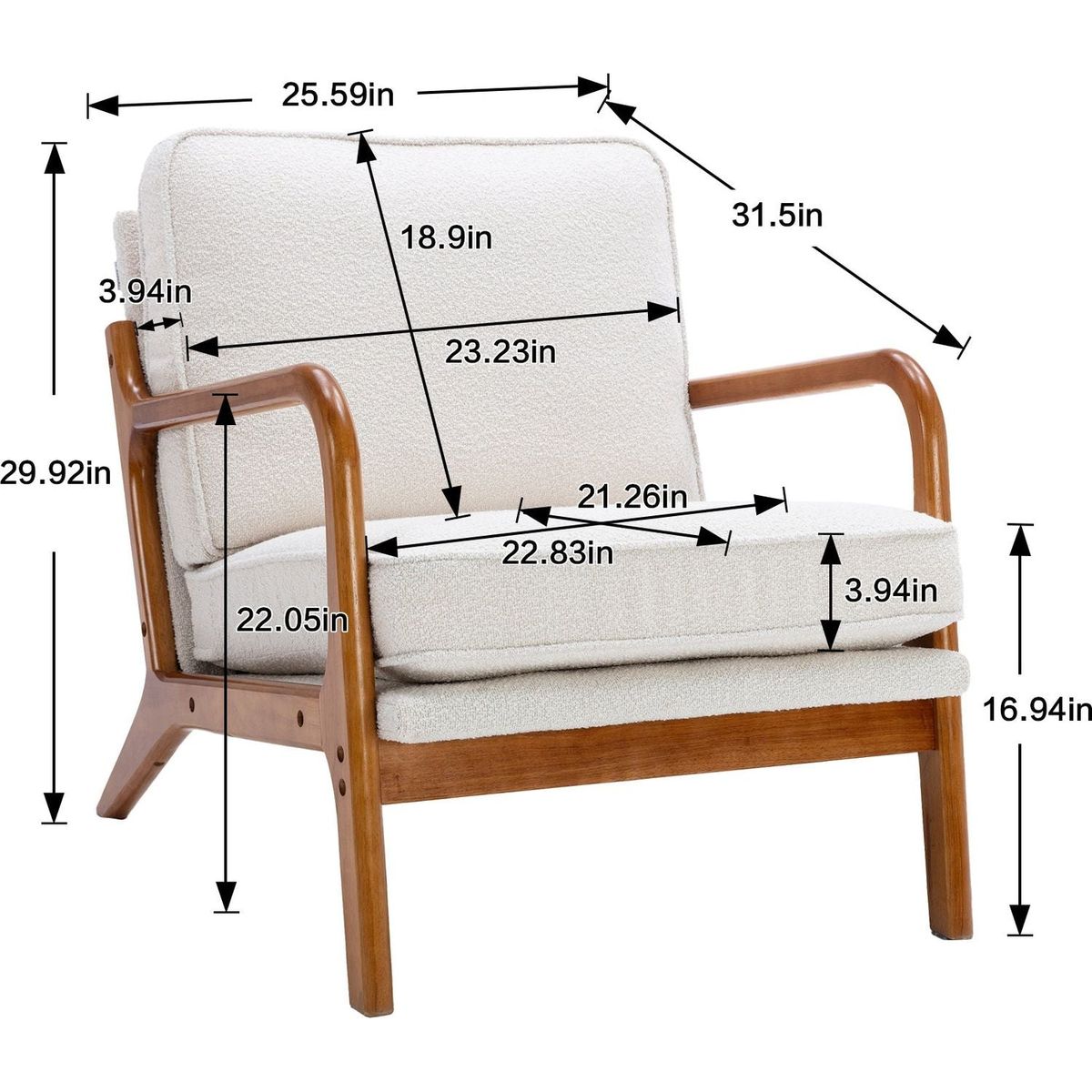 Wood Frame Armchair, Modern Accent Chair Lounge Chair for Living Room