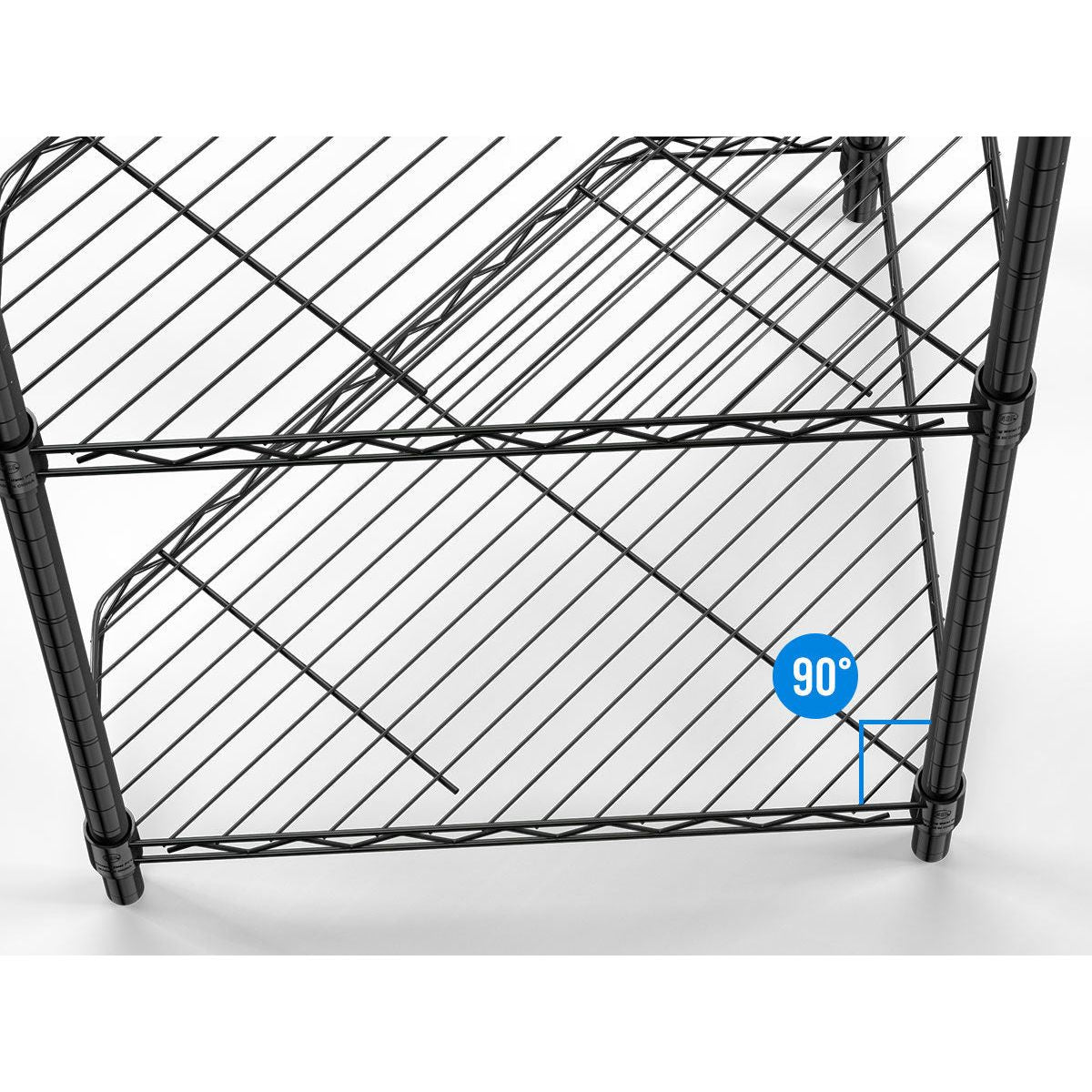 6 Tier Shelf Corner Wire Shelf Rack Pentagonal Shelves Adjustable Metal Heavy Duty Free Standing Corner Storage Display Chrome Rack for Bathroom, Living Room, Kitchen - Black