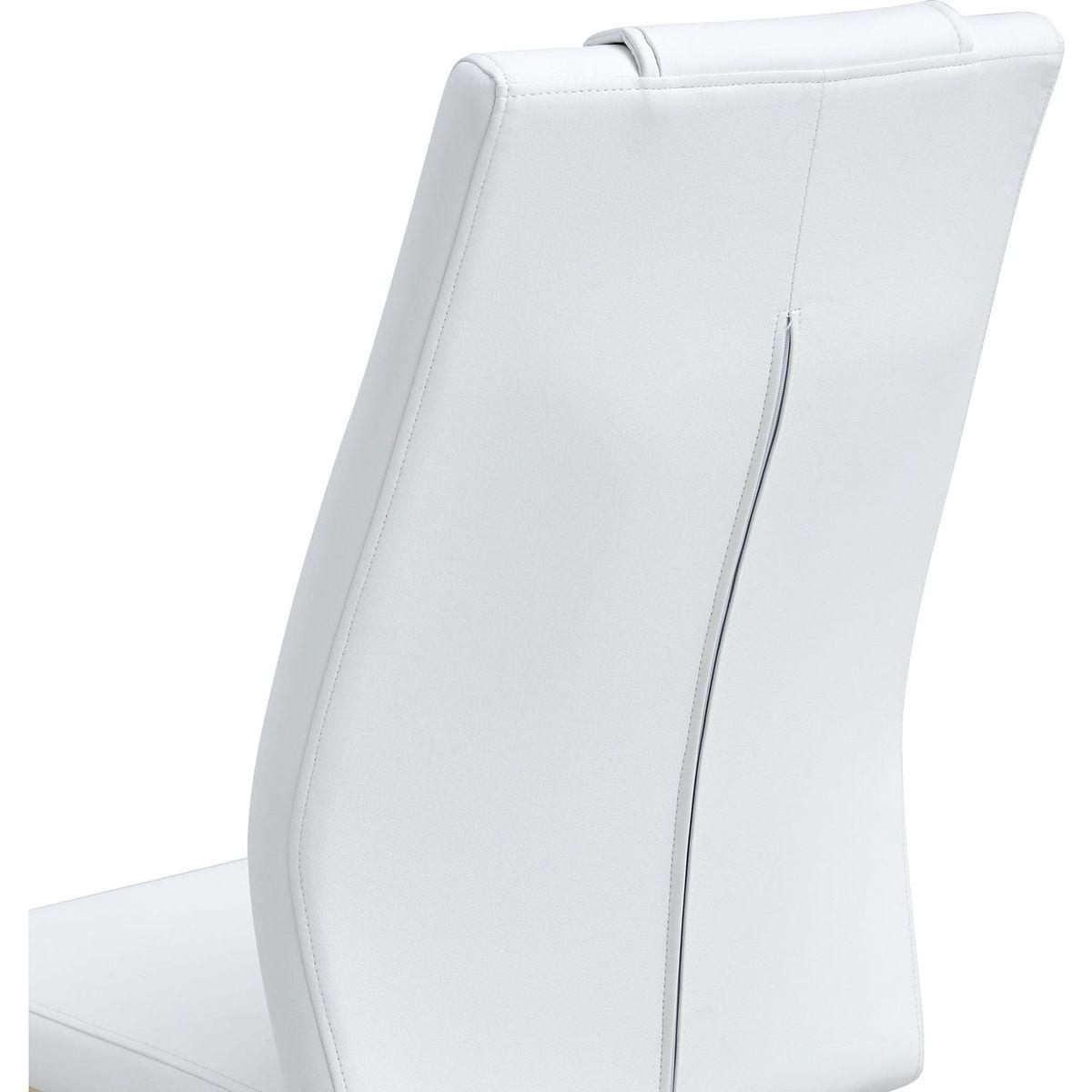 Modern dining chairs, dining room chairs, and golden leg cushioned chairs made of artificial leather, suitable for kitchens, living rooms, bedrooms, and offices. Set of 6 pieces (white+PU)