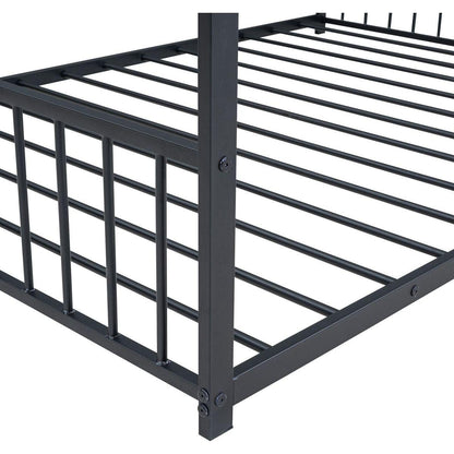 Full Size Metal House Bed, Black