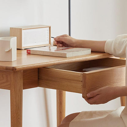 Desk 100% solid wood natural wood computer desk study desk oak natural wood PC desk work desk dressing table slim solid wood with drawer simple work from home width 80 cm depth 50 cm wood grain wooden