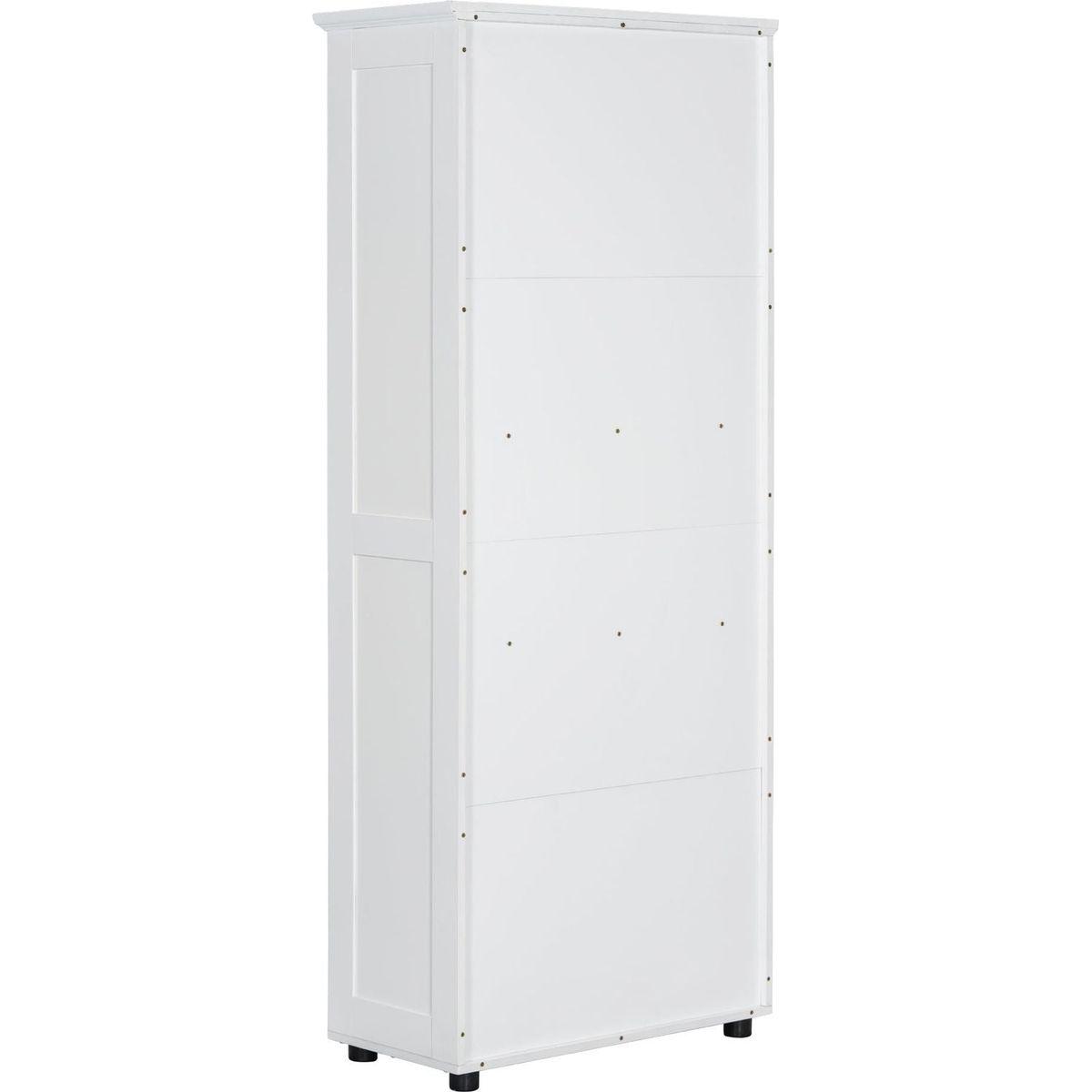 Storage Cabinet with Two Doors for Bathroom, Office, Adjustable Shelf, MDF Board, White