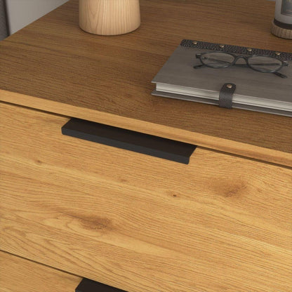 Storage Cabinet with 3 Drawers & Adjustable Shelf, Mid Century Cabinet with Door, Accent Cabinet for Living Room, Home Office, Entryway, Natural Wood Color