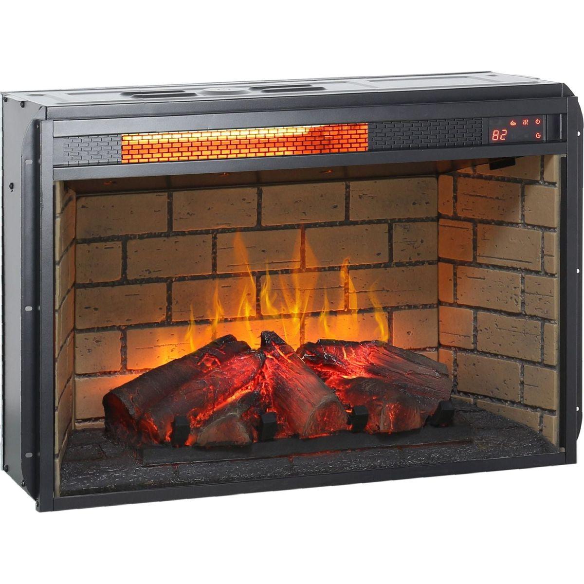 26 inch infrared quartz heater fireplace insert -woodlog version with brick