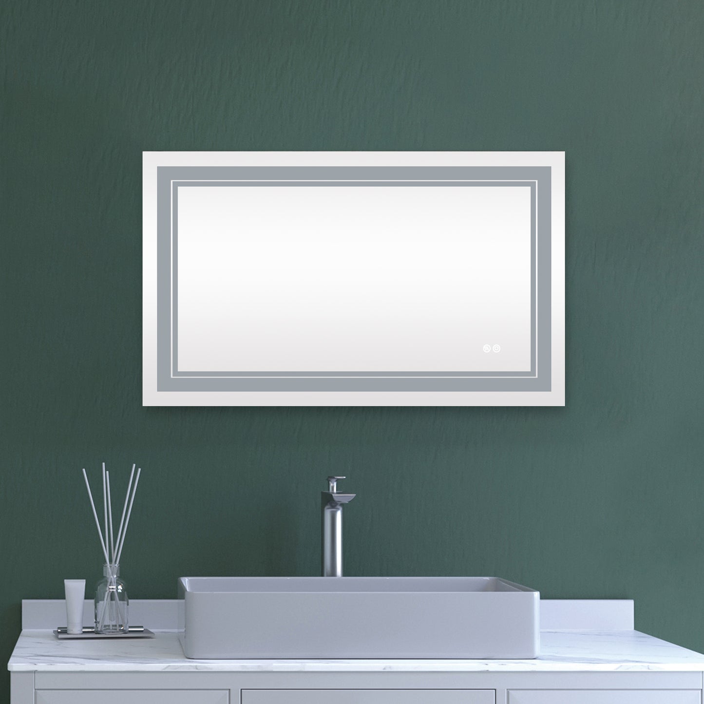 40x24 Inch LED Lighted Bathroom Mirror with 3 Colors Light, Wall Mounted Bathroom Vanity Mirror with Touch Button, Anti-Fog Dimmable Makeup Mirror (Horizontal/Vertical)