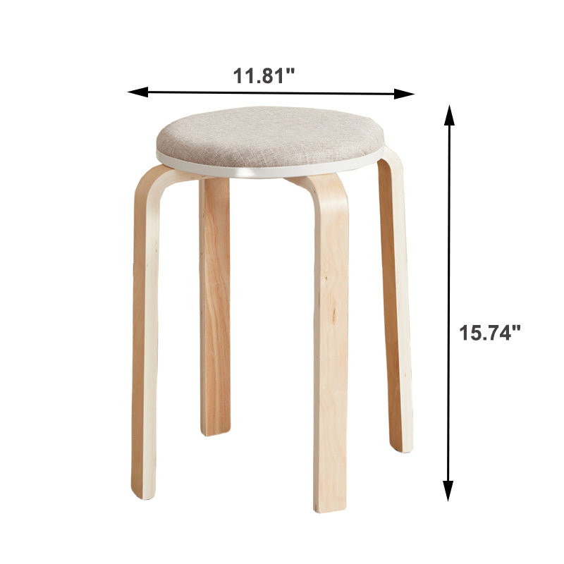 Set of 4 Stackable Stools, Stackable Bentwood Stools, Round Backless Chairs for Dining Room, Kitchen, Classroom