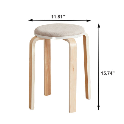 Set of 4 Stackable Stools, Stackable Bentwood Stools, Round Backless Chairs for Dining Room, Kitchen, Classroom