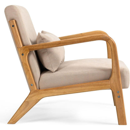 Leisure Chair with Solid Wood Armrest and Feet, Mid-Century Modern Accent Sofa,1 seat